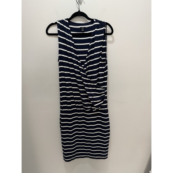 Ann Taylor Navy White Sleeveless‎ Striped Dress Size Small - Picture 1 of 8